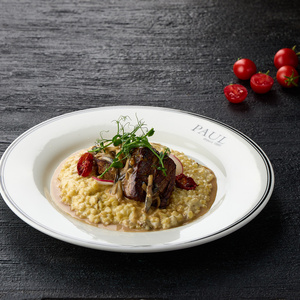 Medallions with bulgur risotto and porcini mushrooms