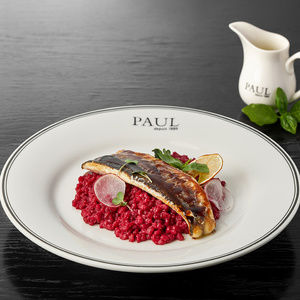Seabass with perlotto with baked beets